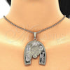 Oro Laminado Religious Pendant, Gold Filled Style Elephant and Owl Design, Polished, Tricolor, 05.351.0031