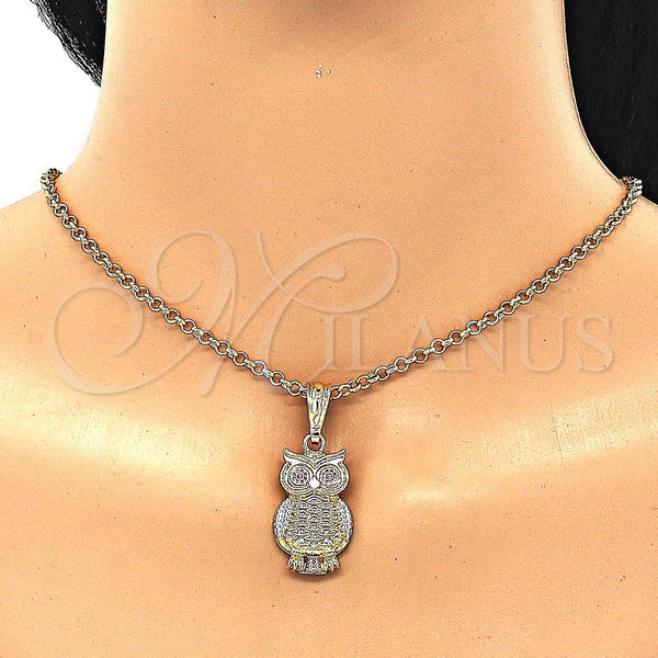 Gold Filled Pendant — Fancy Pendant Owl Design Polished Tricolor 05. — alternate product view — SKU 129029 | Oro Laminado dije — elegante Pendant Owl diseño pulido Tricolor 05. — SKU 129029