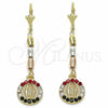 Oro Laminado Long Earring, Gold Filled Style Guadalupe Design, with Multicolor Crystal, Polished, Tricolor, 02.351.0027