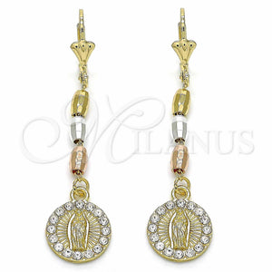 Gold Filled Ring — Long Earring Guadalupe Design with White Crystal Polished — main product view — SKU 129037 | Oro Laminado anillo — Long Earring Guadalupe diseño with cristal blanco pulido — SKU 129037