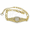 Oro Laminado Fancy Bracelet, Gold Filled Style San Benito Design, with White Crystal, Diamond Cutting Finish, Golden Finish, 03.351.0048.07 (06 MM Thickness, 7 Inches Length)