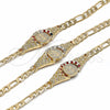 Oro Laminado Fancy Bracelet, Gold Filled Style San Benito Design, with White Crystal, Diamond Cutting Finish, Golden Finish, 03.351.0048.07 (06 MM Thickness, 7 Inches Length)