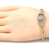 Oro Laminado Fancy Bracelet, Gold Filled Style San Benito Design, with Multicolor Crystal, Diamond Cutting Finish, Golden Finish, 03.351.0048.2.07 (06 MM Thickness, 7 Inches Length)