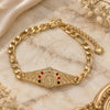 Oro Laminado Fancy Bracelet, Gold Filled Style San Benito Design, with Multicolor Crystal, Diamond Cutting Finish, Golden Finish, 03.351.0048.2.07 (06 MM Thickness, 7 Inches Length)