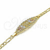 Oro Laminado Fancy Bracelet, Gold Filled Style Elephant and Owl Design, Polished, Tricolor, 03.351.0049.07 (05 MM Thickness, 7 Inches Length)