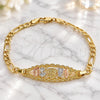 Oro Laminado Fancy Bracelet, Gold Filled Style Elephant and Owl Design, Polished, Tricolor, 03.351.0049.07 (05 MM Thickness, 7 Inches Length)