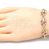 Oro Laminado Fancy Bracelet, Gold Filled Style Elephant Design, with Garnet Crystal, Polished, Golden Finish, 03.351.0050.1.07 (10 MM Thickness, 7 Inches Length)