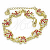 Oro Laminado Fancy Bracelet, Gold Filled Style Elephant Design, with Garnet Crystal, Polished, Golden Finish, 03.351.0050.1.07 (10 MM Thickness, 7 Inches Length)