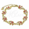Oro Laminado Fancy Bracelet, Gold Filled Style Elephant Design, with Garnet Crystal, Polished, Golden Finish, 03.351.0050.1.07 (10 MM Thickness, 7 Inches Length)