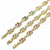 Oro Laminado Fancy Bracelet, Gold Filled Style Elephant Design, with Garnet Crystal, Polished, Golden Finish, 03.351.0050.1.07 (10 MM Thickness, 7 Inches Length)