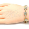Oro Laminado Fancy Bracelet, Gold Filled Style Turtle Design, with White Crystal, Polished, Golden Finish, 03.351.0053.07 (11 MM Thickness, 7 Inches Length)