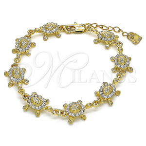Gold Filled Bracelet — Fancy Bracelet Turtle Design with White Crystal Polished — main product view — SKU 129055 | Oro Laminado brazalete — elegante Bracelet Turtle diseño with cristal blanco pulido — SKU 129055