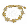 Oro Laminado Fancy Bracelet, Gold Filled Style Turtle Design, with White Crystal, Polished, Golden Finish, 03.351.0053.07 (11 MM Thickness, 7 Inches Length)