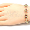 Oro Laminado Fancy Bracelet, Gold Filled Style Turtle Design, with Garnet Crystal, Polished, Golden Finish, 03.351.0053.1.07 (11 MM Thickness, 7 Inches Length)