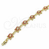 Oro Laminado Fancy Bracelet, Gold Filled Style Turtle Design, with Garnet Crystal, Polished, Golden Finish, 03.351.0053.1.07 (11 MM Thickness, 7 Inches Length)
