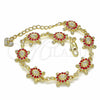 Oro Laminado Fancy Bracelet, Gold Filled Style Turtle Design, with Garnet Crystal, Polished, Golden Finish, 03.351.0053.1.07 (11 MM Thickness, 7 Inches Length)