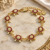Oro Laminado Fancy Bracelet, Gold Filled Style Turtle Design, with Garnet Crystal, Polished, Golden Finish, 03.351.0053.1.07 (11 MM Thickness, 7 Inches Length)