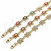 Oro Laminado Fancy Bracelet, Gold Filled Style Turtle Design, with Garnet Crystal, Polished, Golden Finish, 03.351.0053.1.07 (11 MM Thickness, 7 Inches Length)