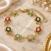 Oro Laminado Fancy Bracelet, Gold Filled Style Turtle Design, with Multicolor Crystal, Polished, Golden Finish, 03.351.0053.2.07 (11 MM Thickness, 7 Inches Length)