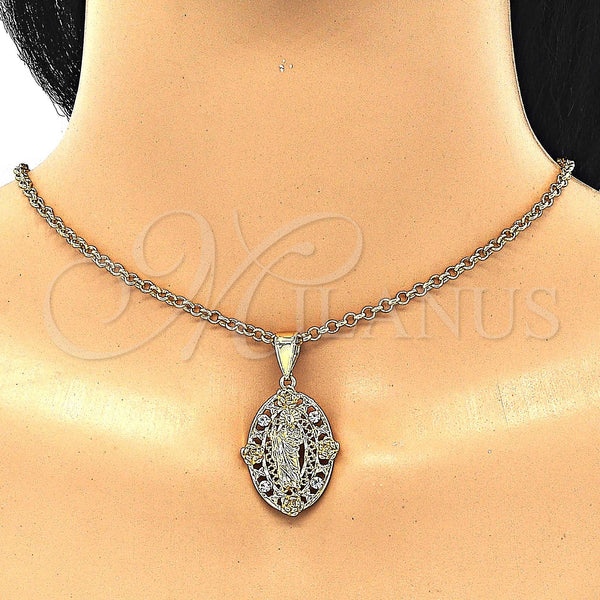 Gold Filled Pendant — Religious Pendant San Judas and Flower Design with — alternate product view — SKU 129067 | Oro Laminado dije — Religious Pendant San Judas and flor diseño with — SKU 129067