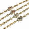 Oro Laminado Fancy Bracelet, Gold Filled Style Flower Design, with Multicolor Cubic Zirconia, Polished, Golden Finish, 03.357.0008.1.07 (06 MM Thickness, 7 Inches Length)