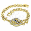 Oro Laminado Fancy Bracelet, Gold Filled Style Flower Design, with Black and White Cubic Zirconia, Polished, Golden Finish, 03.357.0008.3.07 (7 Inches Length)