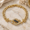 Oro Laminado Fancy Bracelet, Gold Filled Style Flower Design, with Black and White Cubic Zirconia, Polished, Golden Finish, 03.357.0008.3.07 (7 Inches Length)