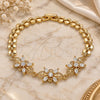 Oro Laminado Fancy Bracelet, Gold Filled Style Flower Design, with White Cubic Zirconia, Polished, Golden Finish, 03.357.0009.07 (07 MM Thickness, 7 Inches Length)