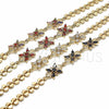Oro Laminado Fancy Bracelet, Gold Filled Style Flower Design, with Black Cubic Zirconia, Polished, Golden Finish, 03.357.0009.3.07 (07 MM Thickness, 7 Inches Length)