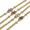 Oro Laminado Fancy Bracelet, Gold Filled Style Flower Design, with Black and White Cubic Zirconia, Polished, Golden Finish, 03.357.0010.3.07 (06 MM Thickness, 7 Inches Length)