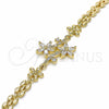 Oro Laminado Fancy Bracelet, Gold Filled Style Flower Design, with White Cubic Zirconia, Polished, Golden Finish, 03.357.0011.07 (06 MM Thickness, 7 Inches Length)