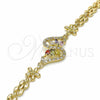 Oro Laminado Fancy Bracelet, Gold Filled Style Flower Design, with Multicolor and White Cubic Zirconia, Polished, Golden Finish, 03.357.0012.1.07 (06 MM Thickness, 7 Inches Length)