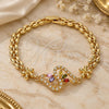 Oro Laminado Fancy Bracelet, Gold Filled Style Flower Design, with Multicolor and White Cubic Zirconia, Polished, Golden Finish, 03.357.0012.1.07 (06 MM Thickness, 7 Inches Length)