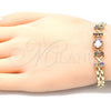 Oro Laminado Fancy Bracelet, Gold Filled Style with Multicolor Cubic Zirconia, Polished, Golden Finish, 03.357.0013.1.07 (06 MM Thickness, 7 Inches Length)