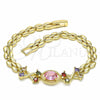 Oro Laminado Fancy Bracelet, Gold Filled Style with Multicolor Cubic Zirconia, Polished, Golden Finish, 03.357.0013.1.07 (06 MM Thickness, 7 Inches Length)