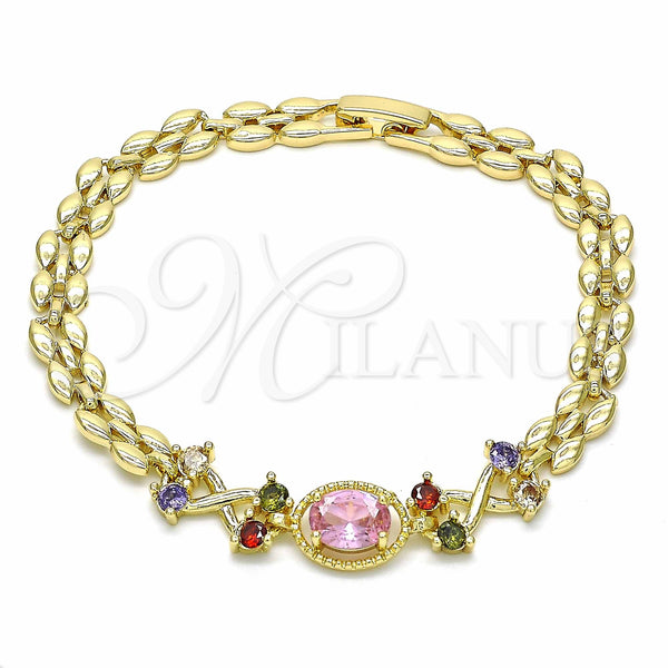 Gold Filled Bracelet — Fancy Bracelet with Multicolor Cubic Zirconia Polished 03. — main product view — SKU 129101 | Oro Laminado brazalete — elegante Bracelet with Multicolor Cubic Zirconia pulido 03. — SKU 129101