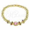 Oro Laminado Fancy Bracelet, Gold Filled Style with Multicolor Cubic Zirconia, Polished, Golden Finish, 03.357.0013.1.07 (06 MM Thickness, 7 Inches Length)