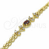 Oro Laminado Fancy Bracelet, Gold Filled Style with Garnet and White Cubic Zirconia, Polished, Golden Finish, 03.357.0013.2.07 (06 MM Thickness, 7 Inches Length)
