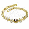 Oro Laminado Fancy Bracelet, Gold Filled Style with Garnet and White Cubic Zirconia, Polished, Golden Finish, 03.357.0013.2.07 (06 MM Thickness, 7 Inches Length)