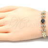Oro Laminado Fancy Bracelet, Gold Filled Style with Black and White Cubic Zirconia, Polished, Golden Finish, 03.357.0013.3.07 (06 MM Thickness, 7 Inches Length)
