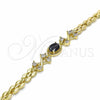 Oro Laminado Fancy Bracelet, Gold Filled Style with Black and White Cubic Zirconia, Polished, Golden Finish, 03.357.0013.3.07 (06 MM Thickness, 7 Inches Length)