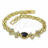 Oro Laminado Fancy Bracelet, Gold Filled Style with Black and White Cubic Zirconia, Polished, Golden Finish, 03.357.0013.3.07 (06 MM Thickness, 7 Inches Length)
