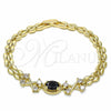 Oro Laminado Fancy Bracelet, Gold Filled Style with Black and White Cubic Zirconia, Polished, Golden Finish, 03.357.0013.3.07 (06 MM Thickness, 7 Inches Length)