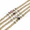 Oro Laminado Fancy Bracelet, Gold Filled Style with Black and White Cubic Zirconia, Polished, Golden Finish, 03.357.0013.3.07 (06 MM Thickness, 7 Inches Length)