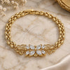 Oro Laminado Fancy Bracelet, Gold Filled Style Flower and Butterfly Design, with White Cubic Zirconia, Polished, Golden Finish, 03.357.0014.07 (06 MM Thickness, 7 Inches Length)
