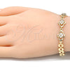 Oro Laminado Fancy Bracelet, Gold Filled Style with White Cubic Zirconia, Polished, Golden Finish, 03.357.0015.07 (07 MM Thickness, 7 Inches Length)