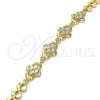 Oro Laminado Fancy Bracelet, Gold Filled Style with White Cubic Zirconia, Polished, Golden Finish, 03.357.0015.07 (07 MM Thickness, 7 Inches Length)