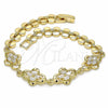 Oro Laminado Fancy Bracelet, Gold Filled Style with White Cubic Zirconia, Polished, Golden Finish, 03.357.0015.07 (07 MM Thickness, 7 Inches Length)