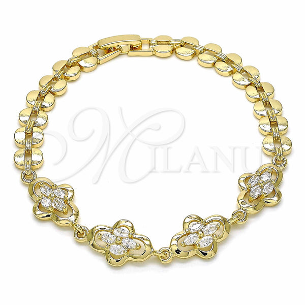 Gold Filled Bracelet — Fancy Bracelet with White Cubic Zirconia Polished 03. — main product view — SKU 129108 | Oro Laminado brazalete — elegante Bracelet with blanco Cubic Zirconia pulido 03. — SKU 129108