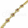 Oro Laminado Fancy Bracelet, Gold Filled Style with Multicolor Cubic Zirconia, Polished, Golden Finish, 03.357.0015.1.07 (07 MM Thickness, 7 Inches Length)